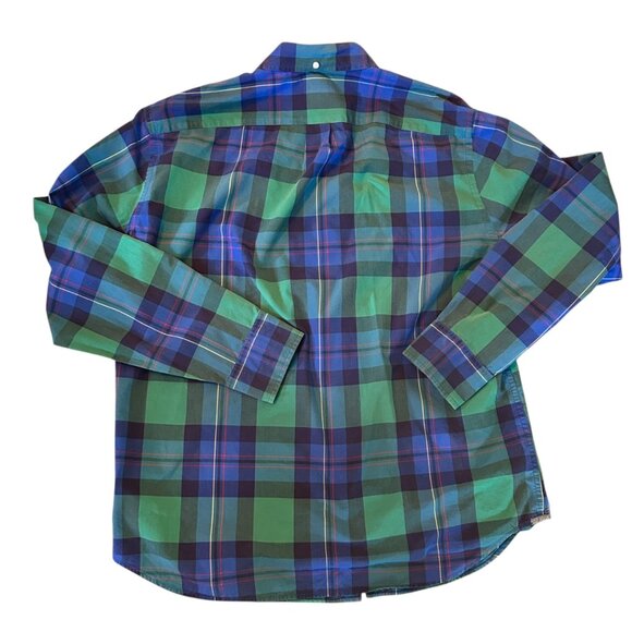 J. Crew Tartan Plaid Green & Blue Preppy Button Down Shirt XL - Picture 7 of 7